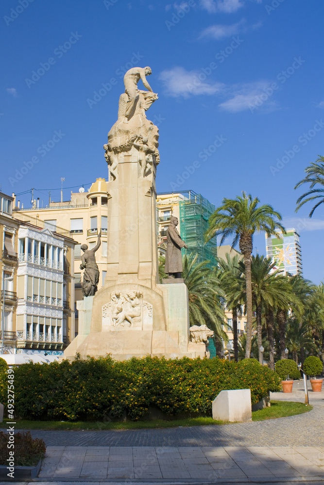Monument to Jose Canalejas at Explanada de Espana by Vicente Banuls in Alicante, Spain