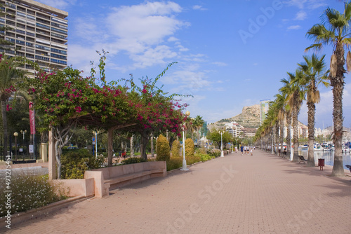 Pedestrian alley near a Marina in Alicante, Spain 