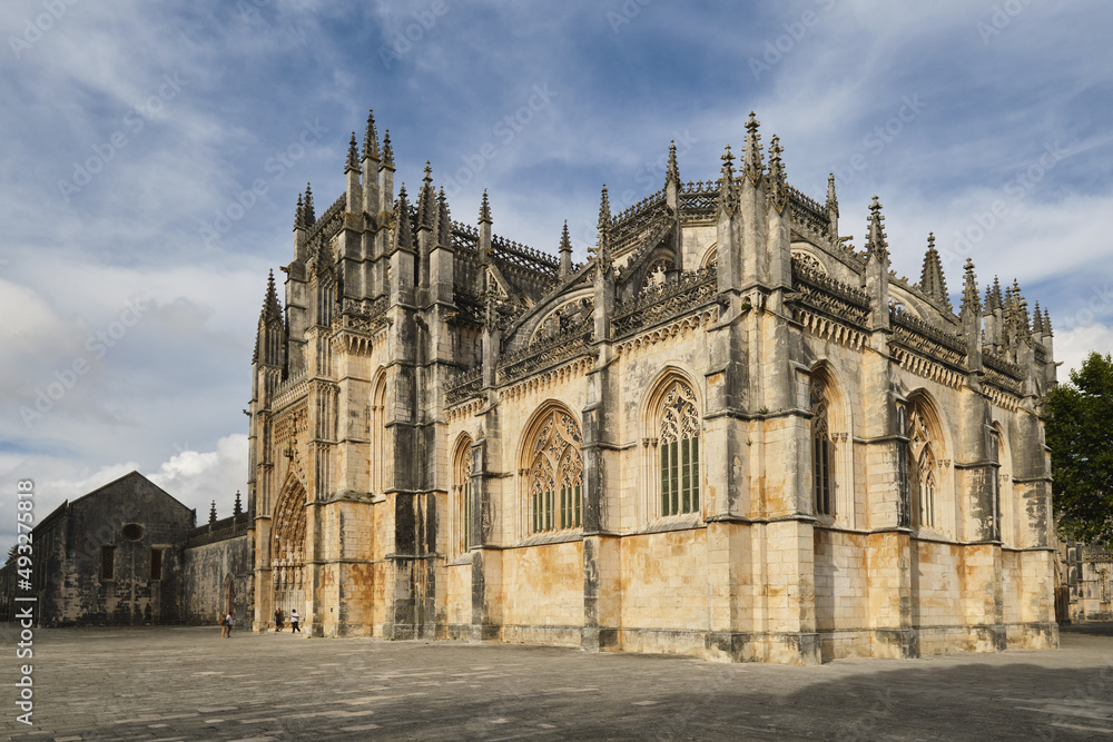 the Facade of the Main Entrance at the Batalha Monastery, or Monastery of Santa Maria da Vitoria, Portugal