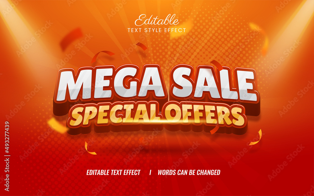 Mega sale bold editable text effect Premium Vector