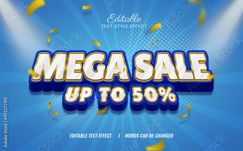 Mega sale bold editable text effect Premium Vector