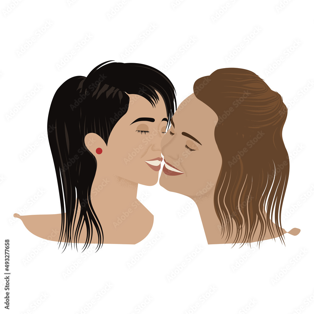 Isolated sketch of a pair of a happy lesbian couple Vector Isolated sketch of a pair of a happy lesbian couple Vector