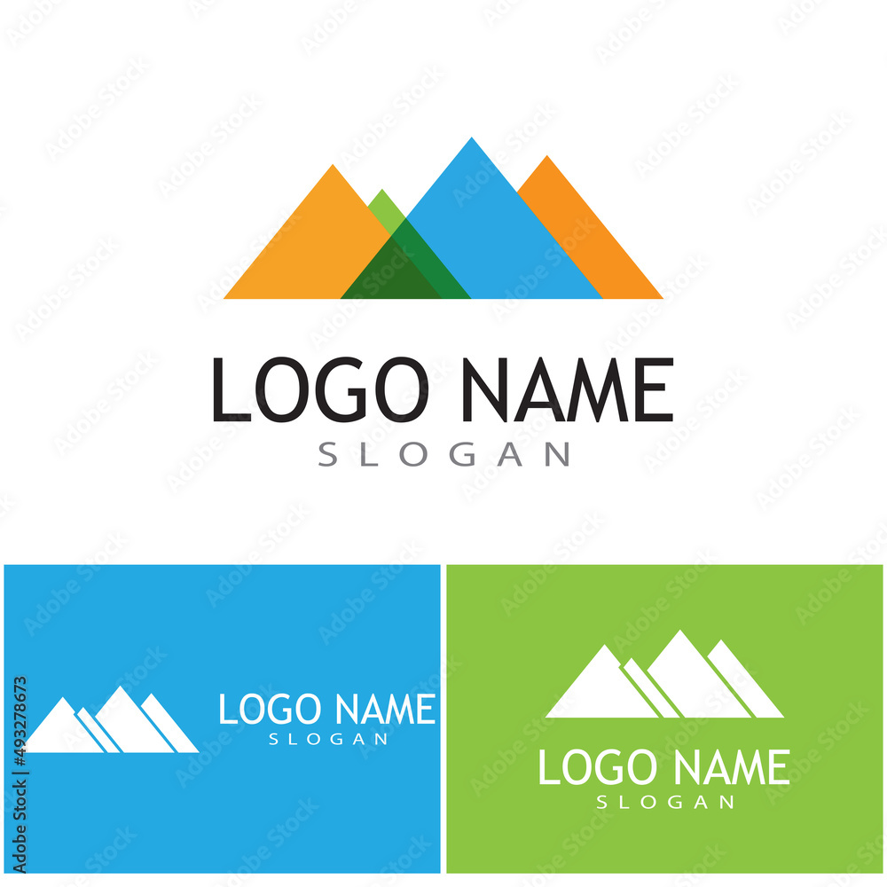 Simple Modern Mountain Landscape Logo Design Vector, Rocky Ice Top Mount Peak Silhouette Simple Modern Mountain Landscape Logo Design Vector, Rocky Ice Top Mount Peak Silhouette
