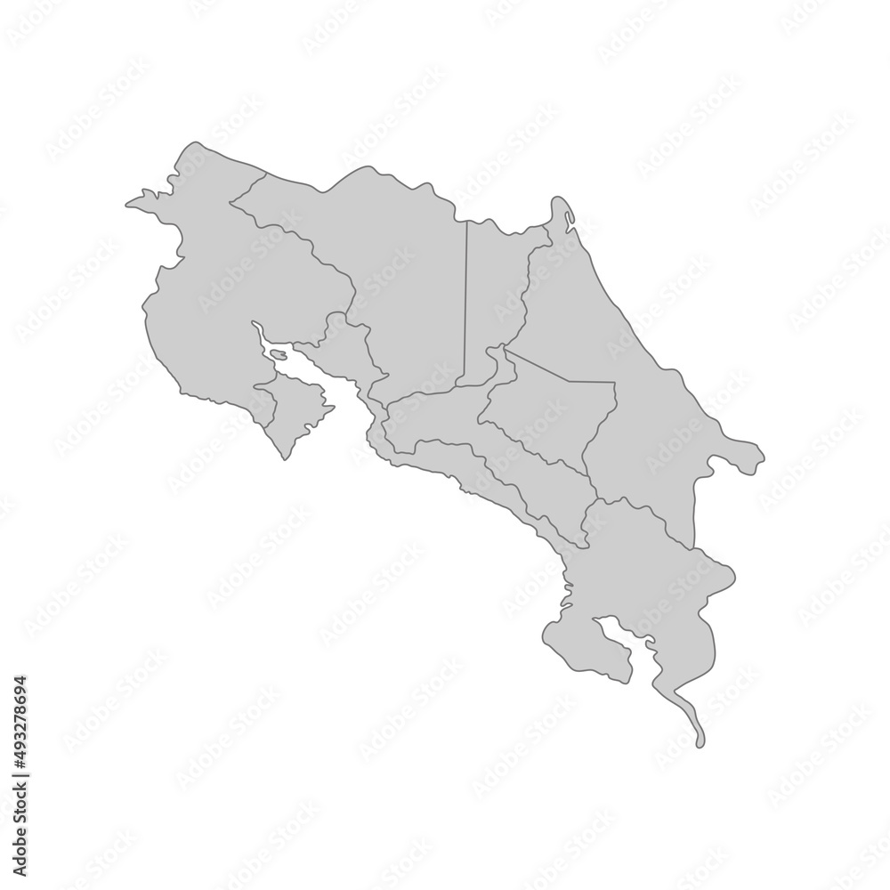 Outline political map of the Costa Rica. High detailed vector illustration.