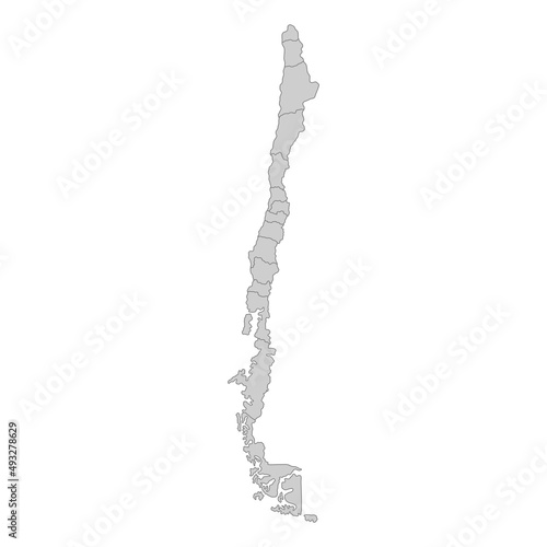 Outline political map of the Chile. High detailed vector illustration.