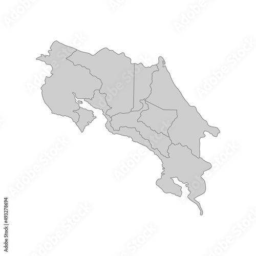 Outline political map of the Costa Rica. High detailed vector illustration.