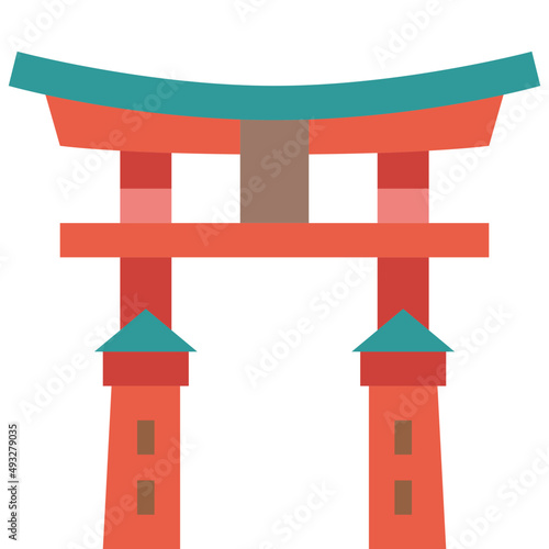itsukushima shrine flat icon