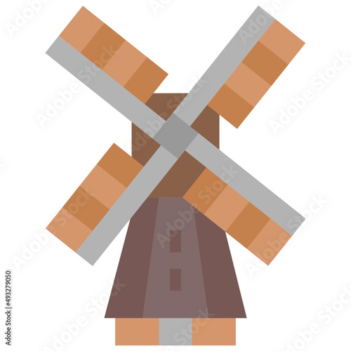 kinderdijk windmills flat icon