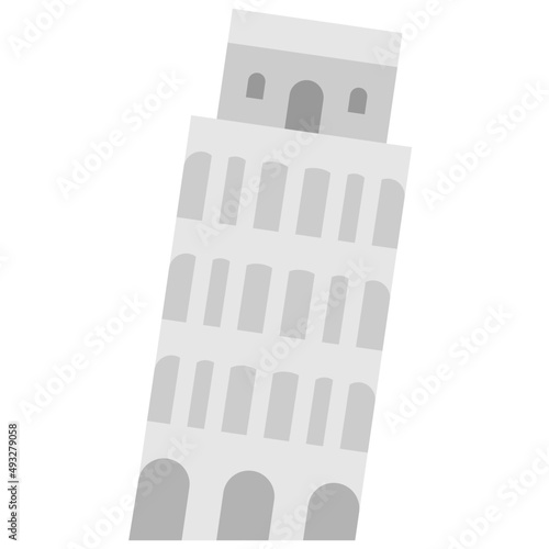 leaning tower of pisa flat icon