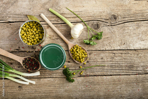 Fototapeta Naklejka Na Ścianę i Meble -  Canned corn, peas, beans