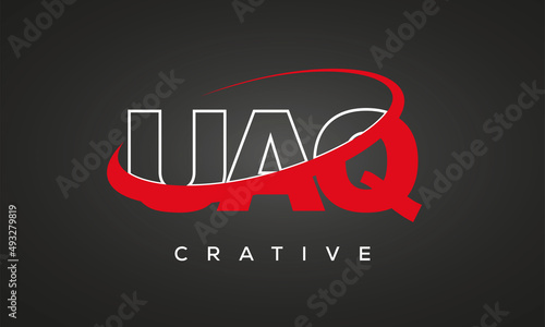 UAQ creative letters logo with 360 symbol vector art template design photo