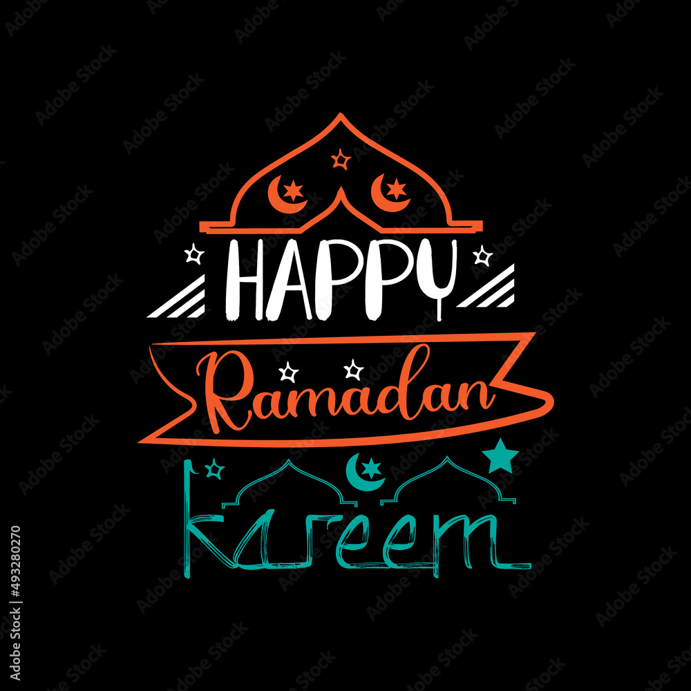 Happy ramadan kareem typography lettering for t shirt