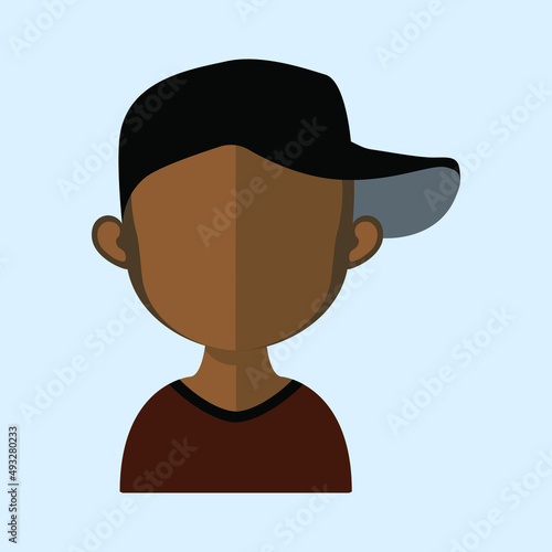 Avatar of the boy wearing a cap.  flat style vector illustration