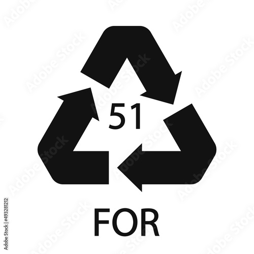 Bio material recycling code 51 FOR. Vector Illustration