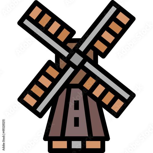 kinderdijk windmills filled outline icon