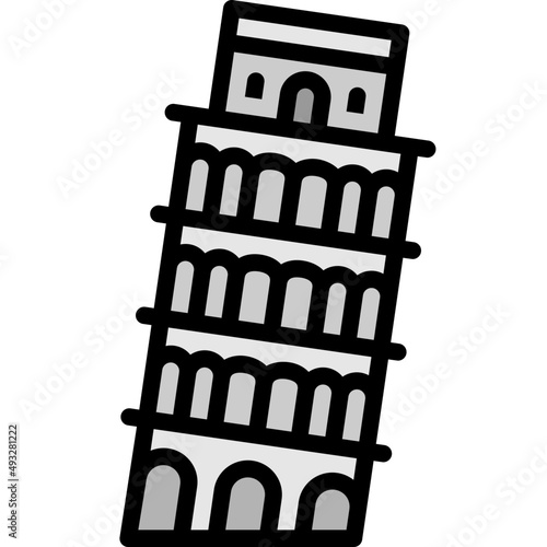 leaning tower of pisa filled outline icon