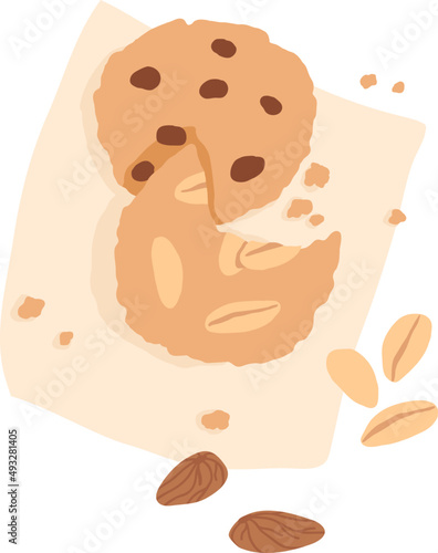 Chocolate Chip Cookie and Biscuit with Nuts Illustration