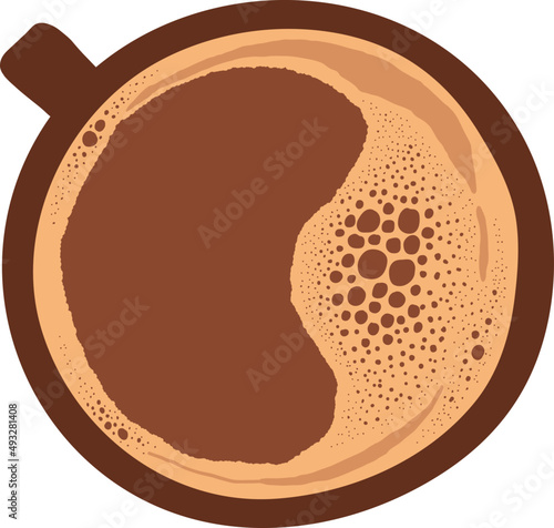 Cup of Hot Fresh Black Coffee Colored Illustration