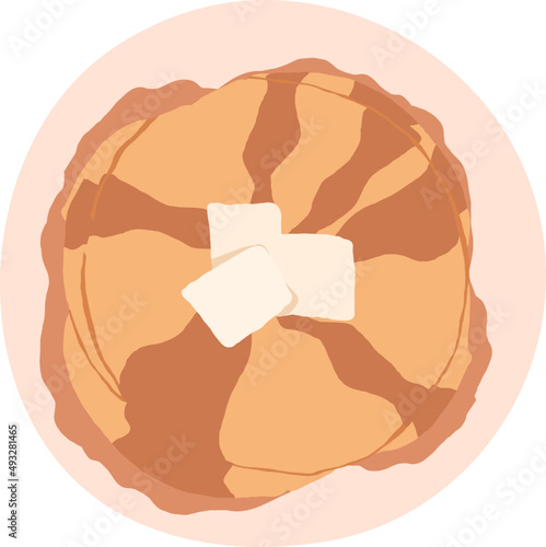 Sweet Pancakes with Butter and Maple Syrup Illustration