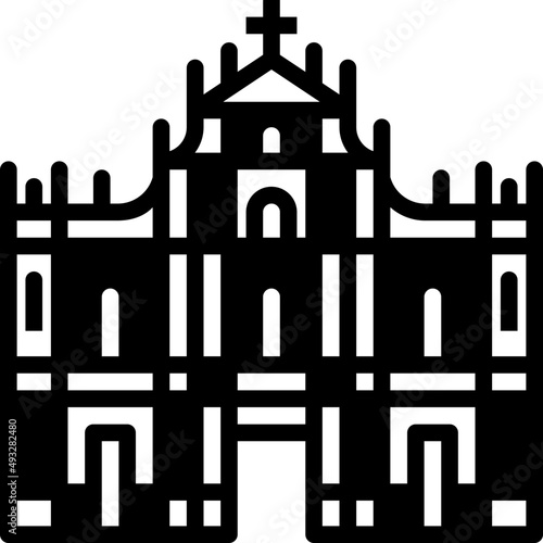 ruins of saint paul's solid line icon