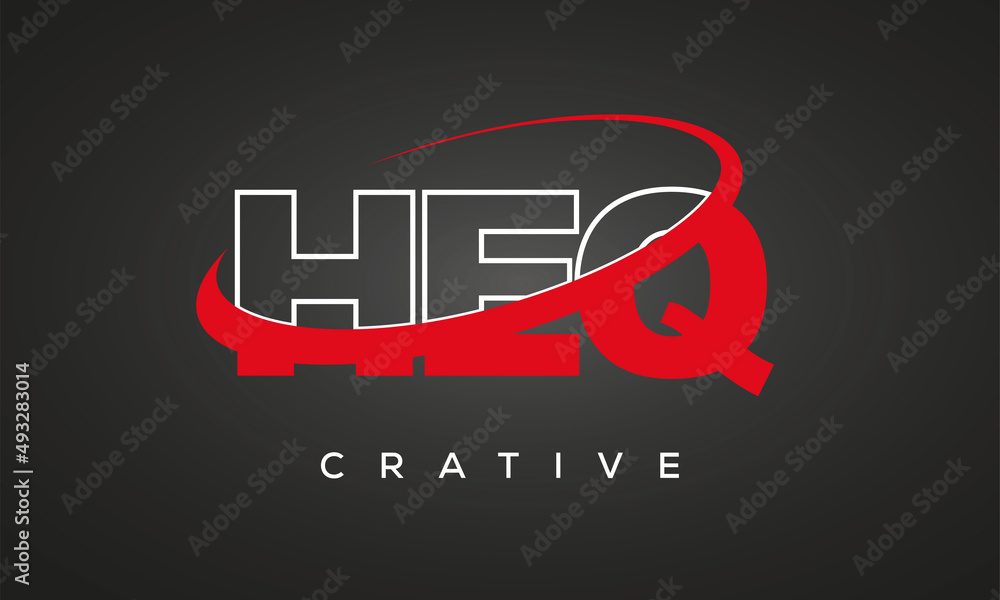 HEQ creative letters logo with 360 symbol vector art template design