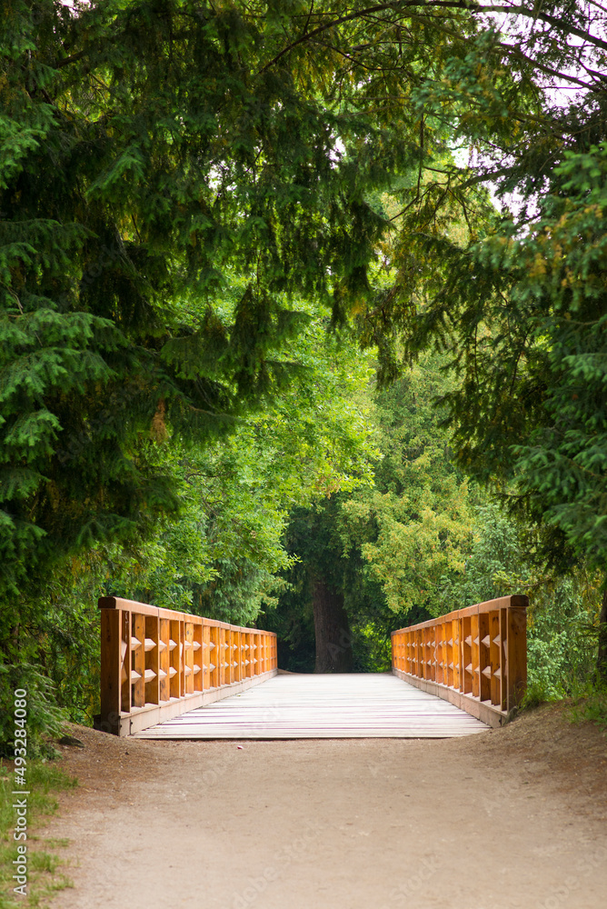 Lednice Czech Rep May 28th 2016. Wooden bridge in Lednice area Lednice Czech Rep May 28th 2016. Wooden bridge in Lednice area