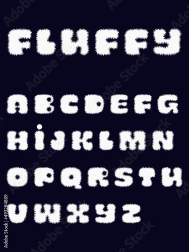 white fluffy alphabet