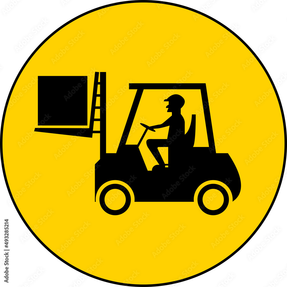 Fototapeta premium Forklift Floor Sign On White Background