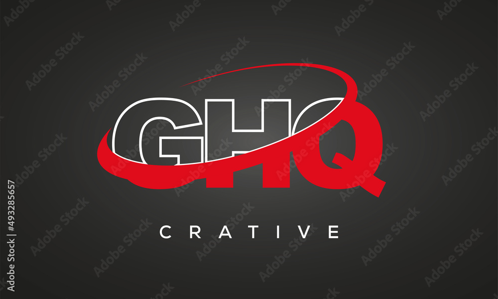 GHQ creative letters logo with 360 symbol vector art template design