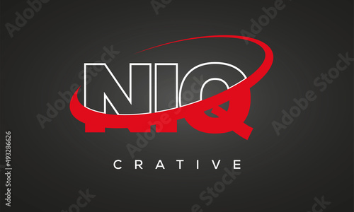 NIQ creative letters logo with 360 symbol vector art template design photo