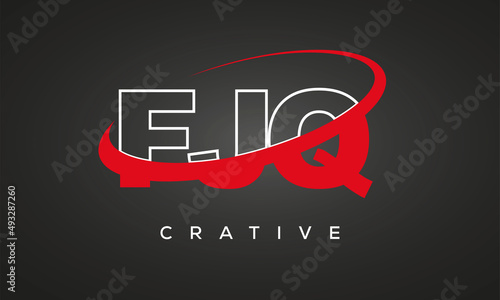 FJQ creative letters logo with 360 symbol vector art template design