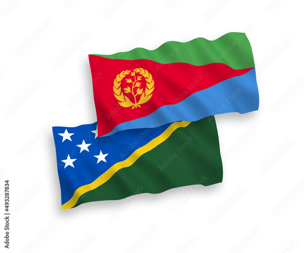 Flags of Solomon Islands and Eritrea on a white background