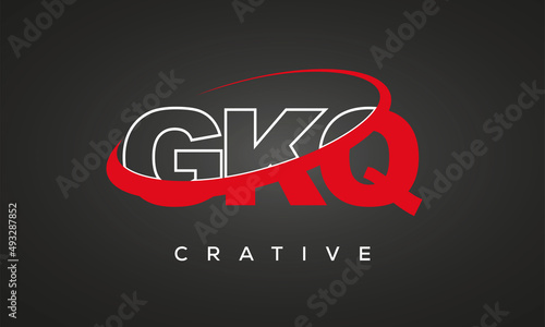 GKQ creative letters logo with 360 symbol vector art template design