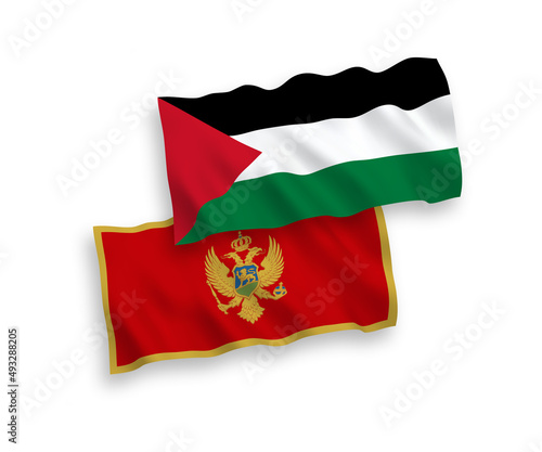 Flags of Montenegro and Palestine on a white background