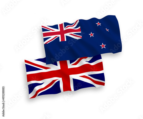 Flags of Great Britain and New Zealand on a white background