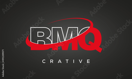 BMQ creative letters logo with 360 symbol vector art template design