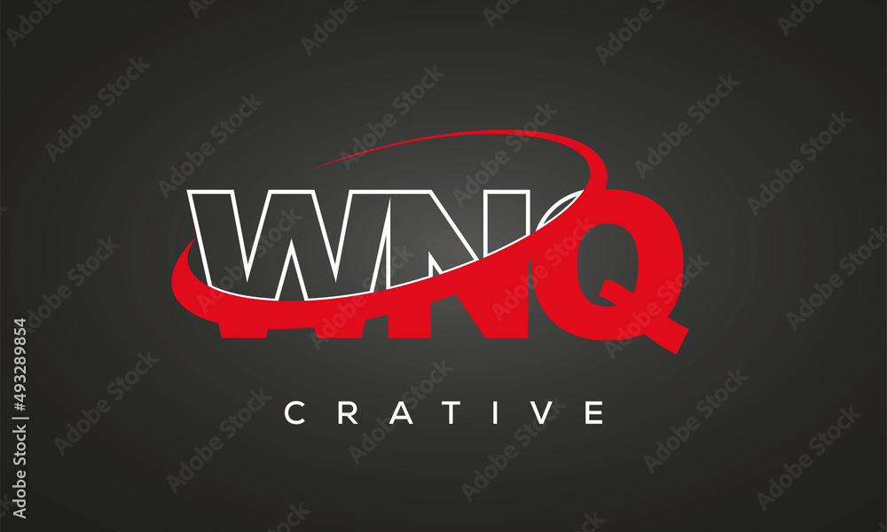 WNQ creative letters logo with 360 symbol vector art template design