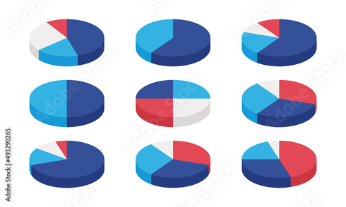 Modern 3d pie chart infographic set