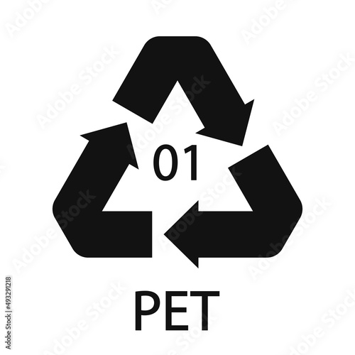 PET 01 recycling code symbol. Plastic recycling vector polyethylene sign.