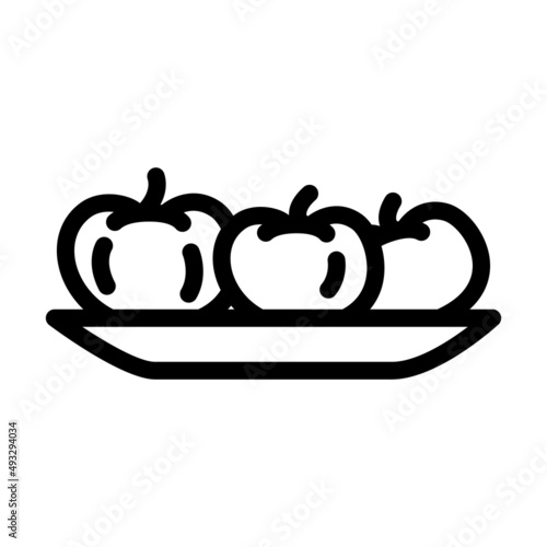 plate with tomatoes line icon vector. plate with tomatoes sign. isolated contour symbol black illustration