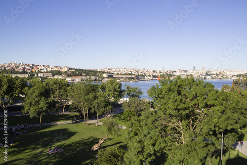 High angle shot of a park near the shore in Gulhane park Istanbul, Turkey
