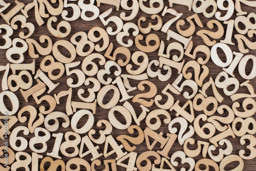 Vintage Wooden Numbers Background. Back to school concept.