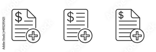Medical bill icon. Medicine cost. Health Insurance. Vector illustration.
