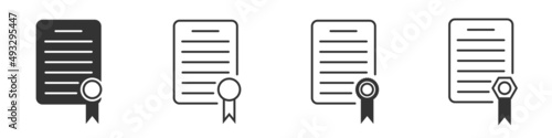 Certificate icon set. Document Qualification. Award diploma. Vector illustration.
