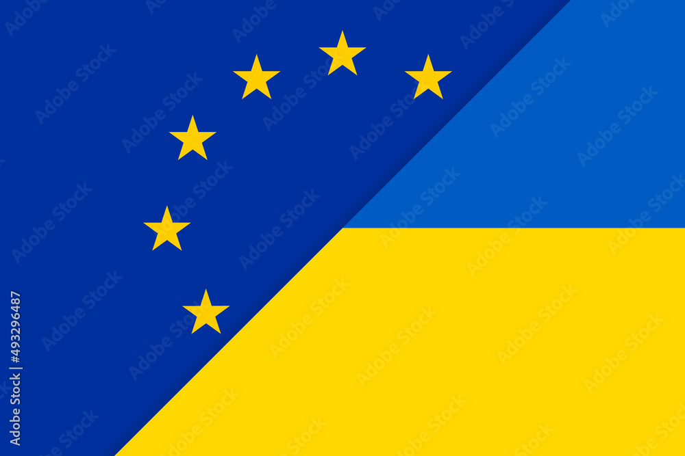 Union Europe and Ukraine flags
