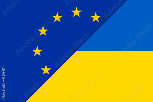 Union Europe and Ukraine flags