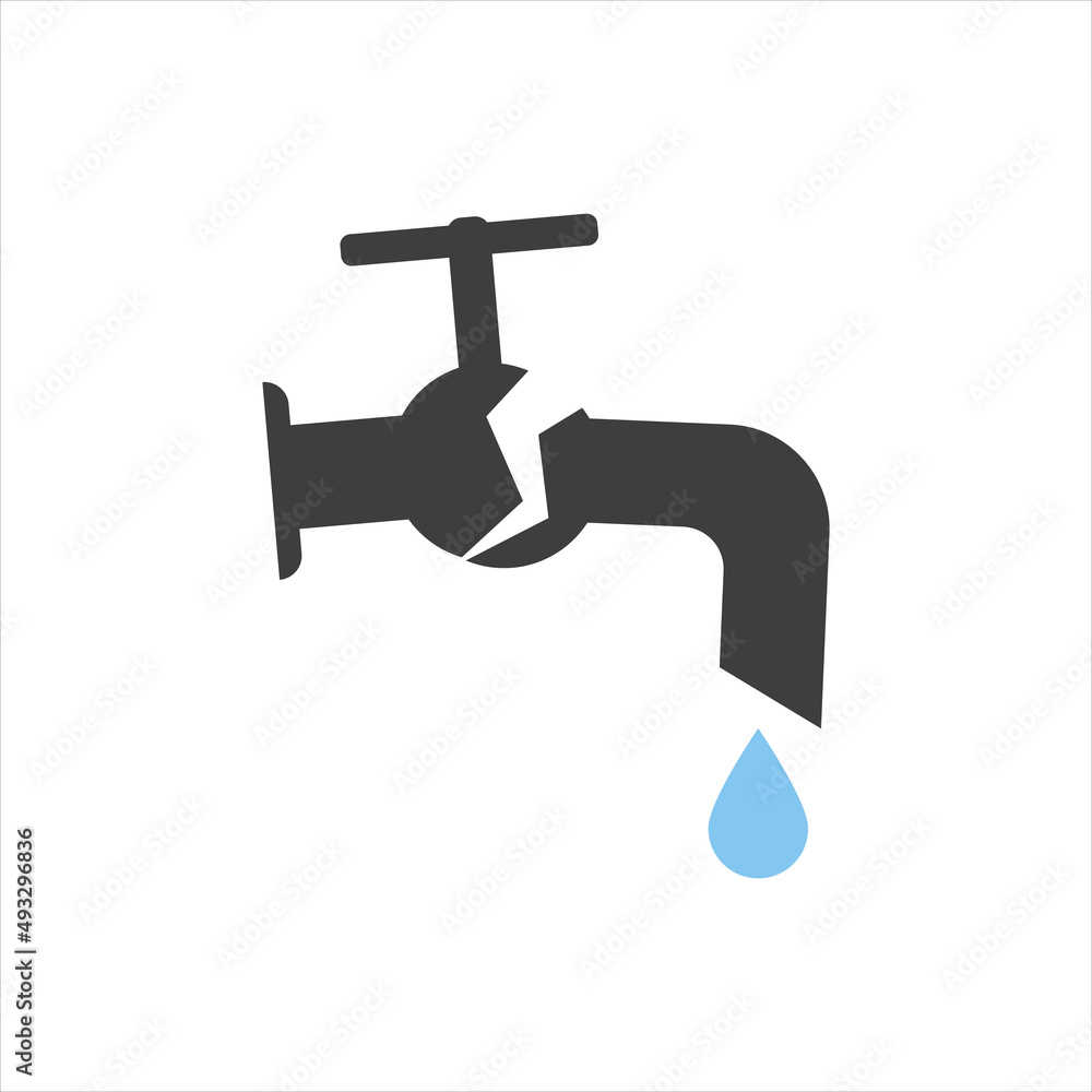 broken water faucet icon on white background broken water faucet icon on white background