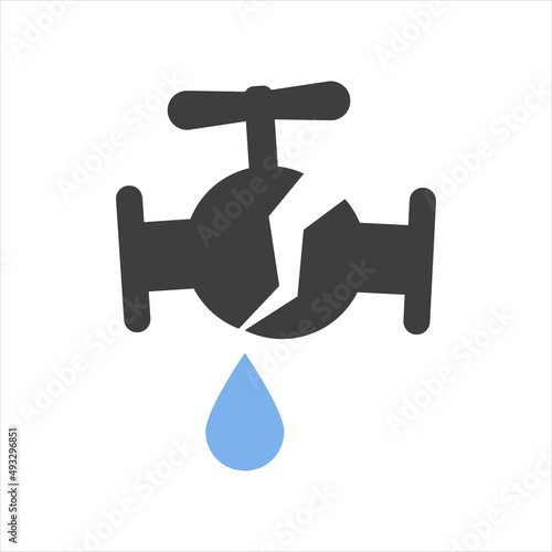broken water faucet icon on white background
