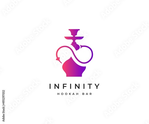Hookah Bar logo design template on white background