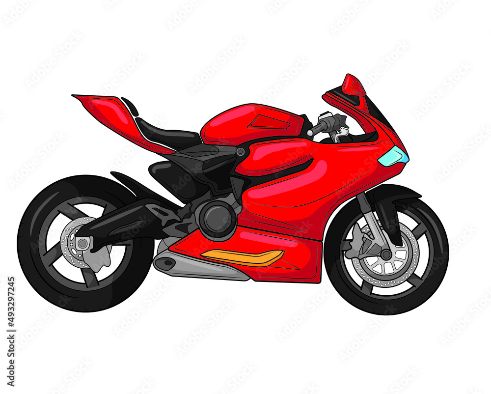 Vector illustration of sport motorcycle in isolate on white background.